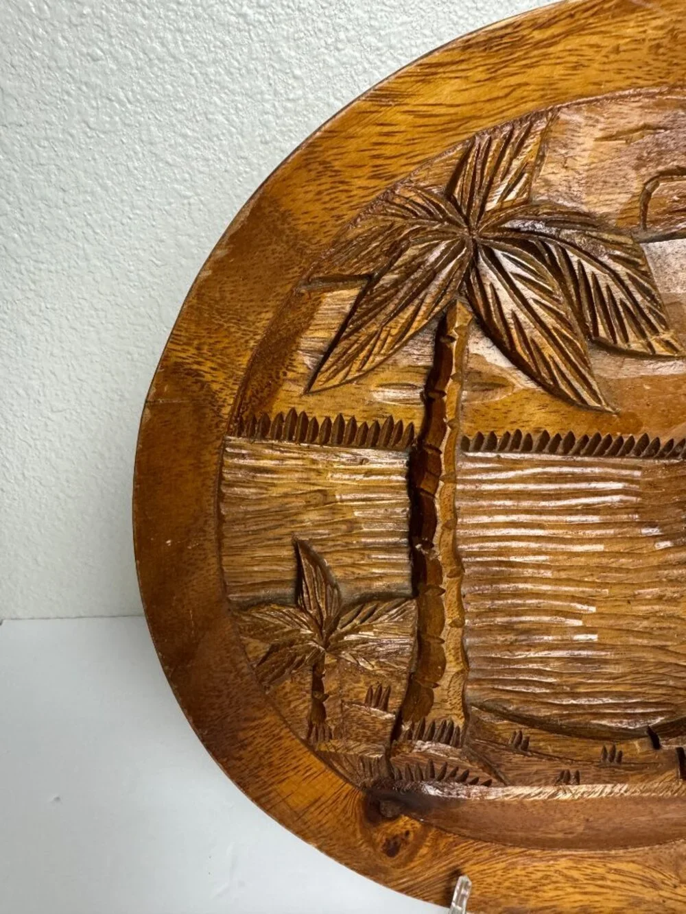 Vintage  Wood Carved Hawaii Palm Beach Plaque Tiki Bar 12